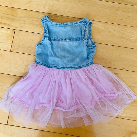 [12-18m] Guess Tulle Skirted Denim Dress in Blue/Pink - Picture 2 of 2
